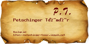 Petschinger Tömör névjegykártya